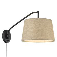Golden 3694-A1W BLK-NS - Wry Lighting Ryleigh 1-light Swing Arm Wall Lamp in Matte Black and Natural Sisal shade